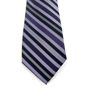 PRONTO UOMO men’s black purple stripped silk neck tie